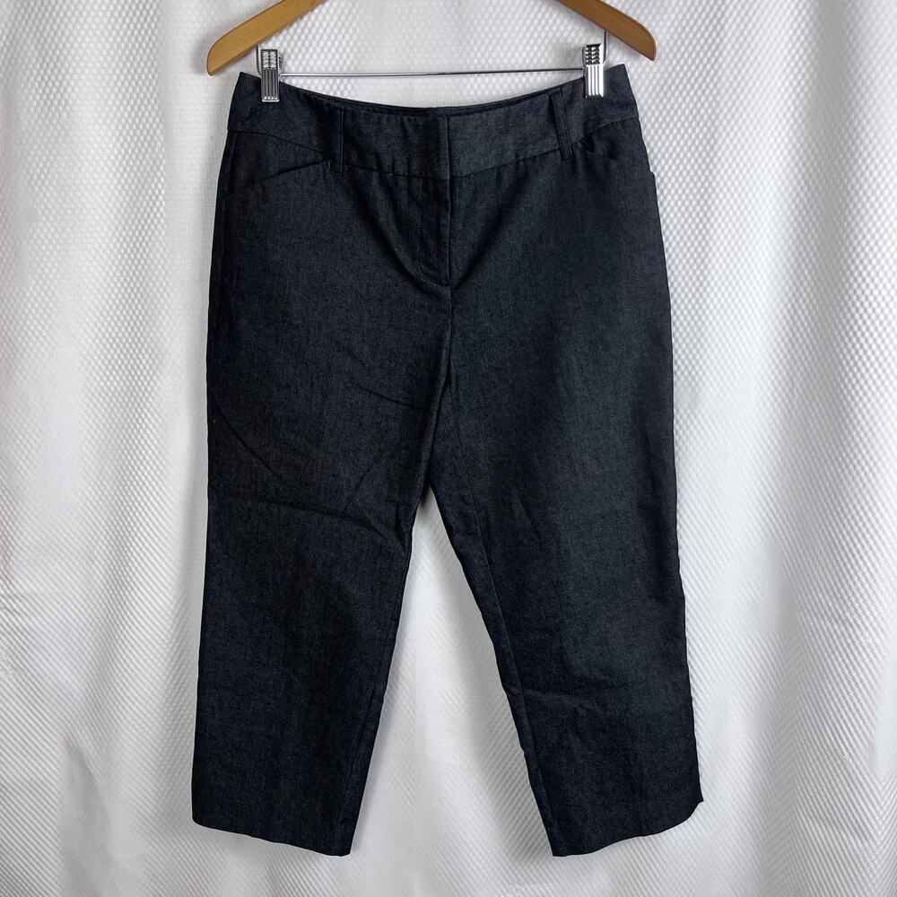 Dana Buchanan Crop‎ Pants Women's 10 Dark Denim-Look Lightweight (C520)